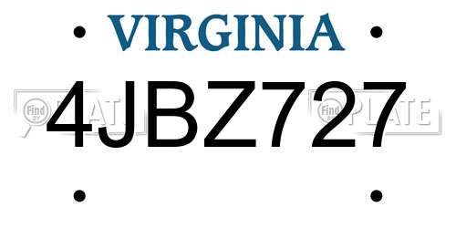 4JBZ727 Virginia License Plate