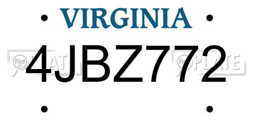 4JBZ772 Virginia License Plate