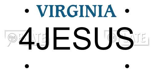 4JESUS Virginia License Plate