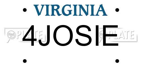 4JOSIE Virginia License Plate
