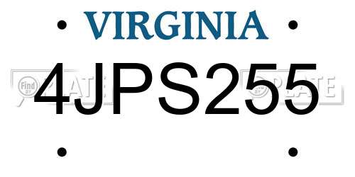 4JPS255 Virginia License Plate