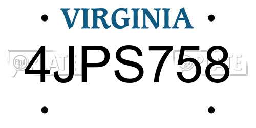 4JPS758 Virginia License Plate