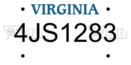4JS1283 Virginia License Plate