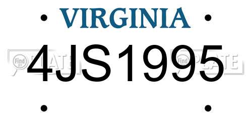 4JS1995 Virginia License Plate