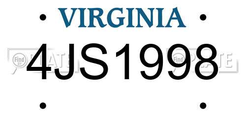4JS1998 Virginia License Plate