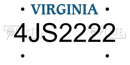 4JS2222 Virginia License Plate