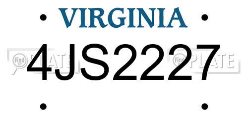 4JS2227 Virginia License Plate
