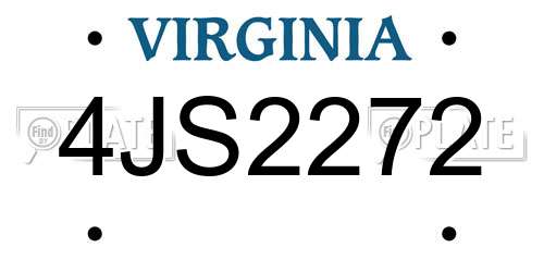 4JS2272 Virginia License Plate