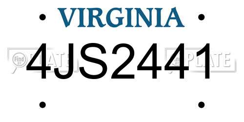 4JS2441 Virginia License Plate