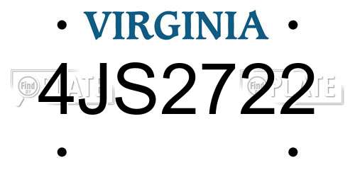 4JS2722 Virginia License Plate