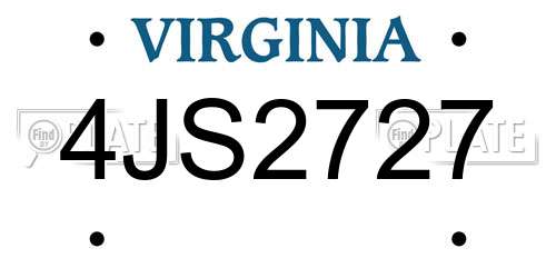 4JS2727 Virginia License Plate