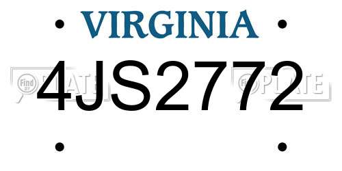 4JS2772 Virginia License Plate