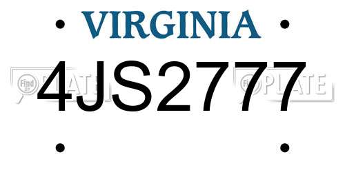 4JS2777 Virginia License Plate