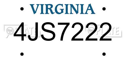 4JS7222 Virginia License Plate