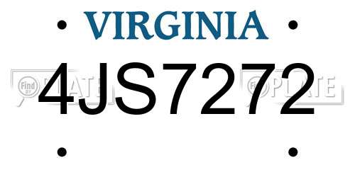 4JS7272 Virginia License Plate