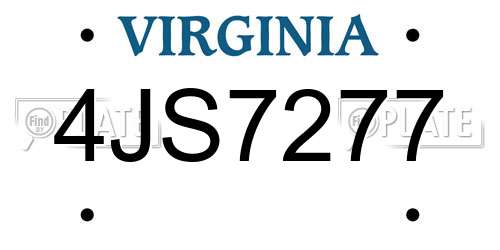 4JS7277 Virginia License Plate