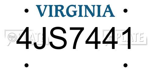 4JS7441 Virginia License Plate