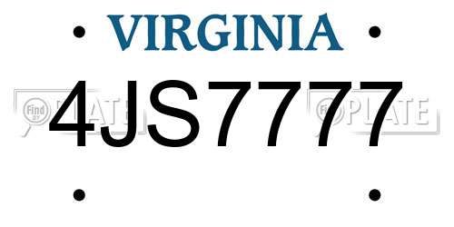 4JS7777 Virginia License Plate