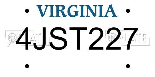4JST227 Virginia License Plate