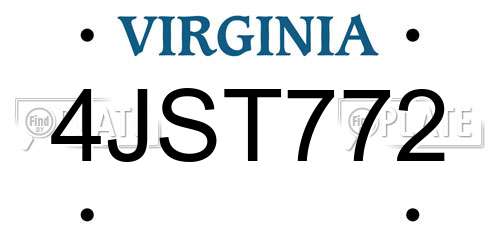 4JST772 Virginia License Plate