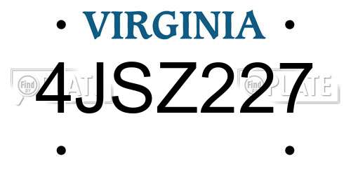 4JSZ227 Virginia License Plate