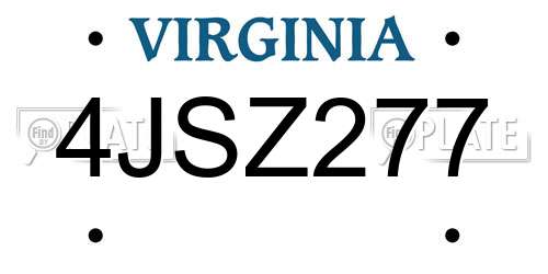 4JSZ277 Virginia License Plate