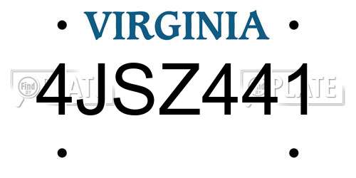 4JSZ441 Virginia License Plate