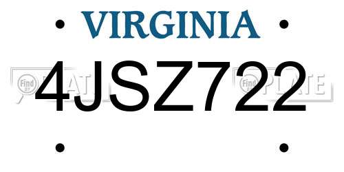 4JSZ722 Virginia License Plate