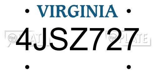 4JSZ727 Virginia License Plate