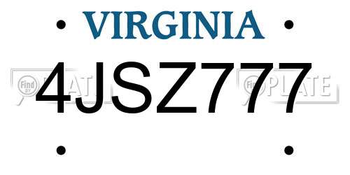 4JSZ777 Virginia License Plate