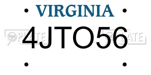 4JTO56 Virginia License Plate