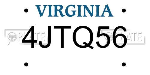 4JTQ56 Virginia License Plate