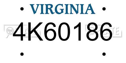 4K60186 Virginia License Plate