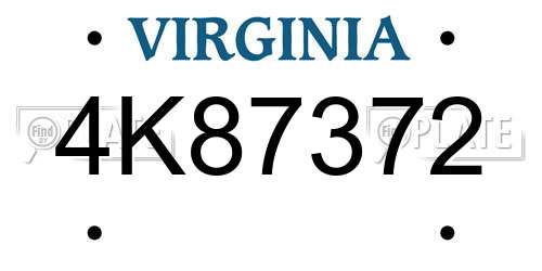 4K87372 Virginia License Plate