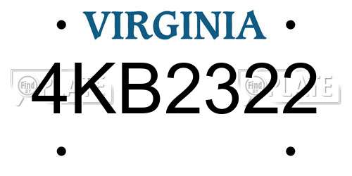 4KB2322 Virginia License Plate