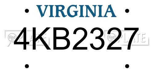 4KB2327 Virginia License Plate