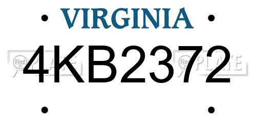 4KB2372 Virginia License Plate