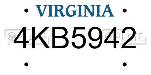 4KB5942 Virginia License Plate
