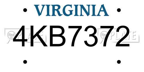 4KB7372 Virginia License Plate