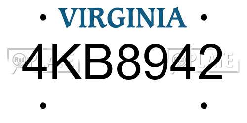 4KB8942 Virginia License Plate