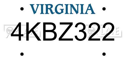 4KBZ322 Virginia License Plate