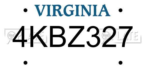 4KBZ327 Virginia License Plate