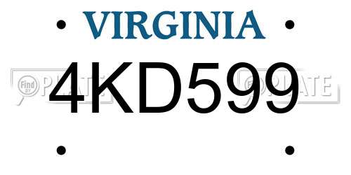 4KD599 Virginia License Plate