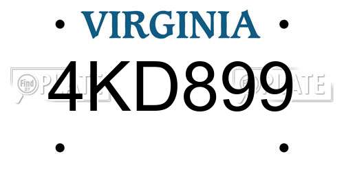 4KD899 Virginia License Plate