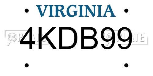 4KDB99 Virginia License Plate