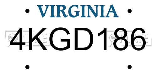 4KGD186 Virginia License Plate