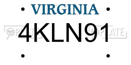 4KLN91 Virginia License Plate