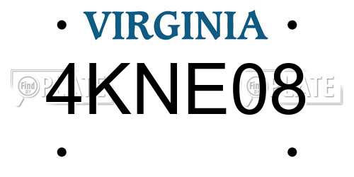 4KNE08 Virginia License Plate