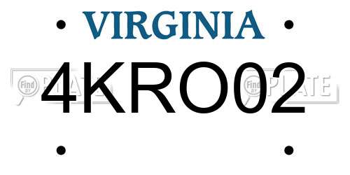 4KRO02 Virginia License Plate