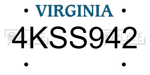 4KSS942 Virginia License Plate